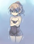  blonde_hair glasses green_eyes kashiwamochi_yomogi naked_towel original sketch solo towel trembling 