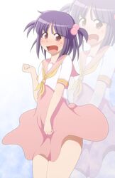  hayate_no_gotoku! ponpo purple_hair red_eyes school_uniform segawa_izumi serafuku short_hair twintails zoom_layer 