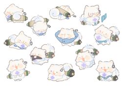  :3 :p animalization book chibi dog glasses green_eyes heterochromia highres holding holding_scroll holding_shuriken holding_weapon murakumo_kagetsu nijisanji open_book open_mouth scroll shuriken shuxingbuming_moxiaobai simple_background smile tongue tongue_out violet_eyes virtual_youtuber watakumo_(murakumo_kagetsu) weapon white_background 