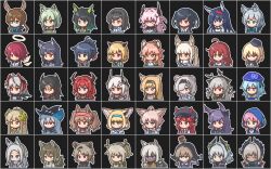  6+girls absinthe_(arknights) ahoge amiya_(arknights) angelina_(arknights) animal_ear_fluff animal_ears antlers arknights aurora_(arknights) bear_ears bear_girl black_bow black_collar black_hair black_hat black_horns blaze_(arknights) blonde_hair blue_eyes blue_hair blue_hood blue_poison_(arknights) bow brown_eyes brown_hair cat_ears cat_girl closed_eyes closure_(arknights) collar cow_ears cow_girl dark-skinned_female dark_skin deer_girl deformed demon_girl double_v durin_(arknights) earpiece elf energy_wings everyone exusiai_(arknights) firewatch_(arknights) flower flower_on_head fox_ears fox_girl gravel_(arknights) green_eyes green_hair grey_hair hair_between_eyes hair_bow hair_intakes hairband halo hat heavyrain_(arknights) high_ponytail hood hood_up horn_(arknights) horns horse_ears horse_girl ines_(arknights) infection_monitor_(arknights) irene_(arknights) jessica_(arknights) kal'tsit_(arknights) long_hair medium_hair mizuki_(arknights) mon3tr_(arknights) mudrock_(arknights) muelsyse_(arknights) multiple_girls myrtle_(arknights) nemuke366 newsboy_cap no_mouth no_nose off_shoulder pallas_(arknights) pink_eyes pink_hair platinum_(arknights) pointy_ears ponytail priestess_(arknights) rabbit_ears rabbit_girl raidian_(arknights) red_eyes red_flower red_hair red_hairband red_horns red_rose robin_(arknights) rope_(arknights) rose rosmontis_(arknights) scar scar_across_eye scar_on_face skadi_(arknights) surtr_(arknights) sussurro_(arknights) suzuran_(arknights) texas_(arknights) theresa_(arknights) traditional_halo tuye_(arknights) twintails upper_body v vanilla_(arknights) vigna_(arknights) violet_eyes w_(arknights) weedy_(arknights) wolf_ears wolf_girl yellow_eyes 