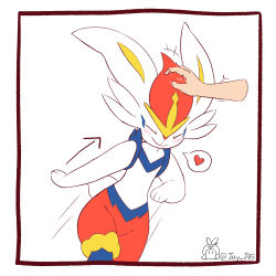  +++ 1girl ^_^ animal_ears animal_hands animal_nose arm_at_side arrow_(symbol) artist_name blue_fur body_fur border cinderace closed_eyes closed_mouth commentary disembodied_hand english_commentary flat_chest flat_color furry furry_female hand_on_another's_head hand_up happy headpat heart j.jama jumping motion_lines multicolored_fur pokemon pokemon_(creature) rabbit_ears rabbit_girl rabbit_tail red_fur red_hair short_hair short_tail signature simple_background smile solo_focus speech_bubble spoken_heart tail twitter_username white_background white_fur yellow_fur 