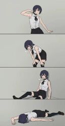 1girl 4koma chainsaw_man collapsing long_hair reze_(chainsaw_man) 