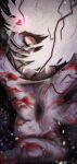  1boy absurdres boku_no_hero_academia highres looking_at_viewer male_focus murasaki_(monochrome_p) open_mouth outstretched_arm reaching reaching_towards_viewer red_eyes scar scar_on_face shigaraki_tomura solo white_hair wrinkled_skin 