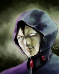  1other 2012 ayk-rs401i baron_ashura baron_ashura_(cosplay) black_hair brother_and_sister commentary_request cosplay fusion gem gihren_zabi gundam hood hood_up jewelry kycilia_zabi lipstick makeup mazinger_(series) mazinger_z mobile_suit_gundam neck_ring pale_skin portrait purple_robe red_gem red_lips robe short_hair siblings split-color_clothes split-color_skin split_theme v-shaped_eyebrows widow's_peak 