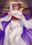  1girl bow hair_bow highres japanese_clothes key kimono kotohime_(touhou) lying lying_on_clothes on_back shounen_(hogehoge) solo touhou touhou_(pc-98) white_kimono 