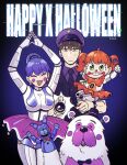  1boy 2girls absurdres animal anya_(spy_x_family) anya_forger ballora ballora_(cosplay) bon-bon bond_(spy_x_family) child circus_baby_(fnaf) circus_baby_(fnaf)_(cosplay) clickteam closed_eyes cloverworks clown crossover dog father_and_daughter findoworld five_nights_at_freddy&#039;s five_nights_at_freddy&amp;#039;s:_sister_location flashlight funtime_freddy funtime_freddy_(cosplay) grin halloween happy_halloween hat highres holding holding_flashlight holding_microphone human husband_and_wife loid_forger mammal michael_afton michael_afton_(cosplay) microphone mother_and_daughter multiple_girls scott_cawthon_(company) shueisha smile spy_x_family steel_wool_studios sweatdrop top_hat twilight_(spy_x_family) wit_studio yor_briar young_adult 