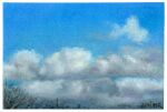  amima_amita artist_name blue_sky clouds cloudy_sky highres no_humans original painting_(medium) pastel_(medium) scenery signature sky traditional_media 