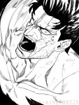  1boy boku_no_hero_academia bruise bruise_on_face constricted_pupils endeavor_(boku_no_hero_academia) facial_hair fighting_stance greyscale highres injury looking_at_viewer male_focus mature_male monochrome muscular muscular_male portrait sashimi92708329 scar scar_across_eye scar_on_face serious short_hair shouting solo speed_lines spiky_hair stubble thick_eyebrows 
