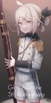  absurdres ahoge bassoon formal girls_frontline hair_bun hair_ornament happy highres holding holding_instrument instrument m200_(girls&#039;_frontline) m200_(solemn_march)_(girls&#039;_frontline) official_alternate_costume origumi sleeve_cuffs smile 