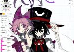  2others :o arm_on_another&#039;s_shoulder bare_shoulders black_coat black_eyes black_hair black_headwear bow bowtie chinese_commentary closed_mouth coat collared_shirt commentary_request detached_sleeves enraku_tsubakura expressionless eye_of_senri eye_on_hat flower hand_on_headwear hat highres holding holding_string japanese_clothes kimono len&#039;en long_sleeves looking_at_viewer multiple_others open_mouth other_focus pink_hair purple_flower red_bow red_bowtie red_headwear shion_(len&#039;en) shirt short_hair sleeveless sleeveless_coat sleeveless_kimono sleeveless_shirt string tiankong_yiji top_hat triangular_headpiece two-sided_fabric two-sided_headwear upper_body violet_eyes white_kimono white_shirt white_sleeves wide_sleeves 