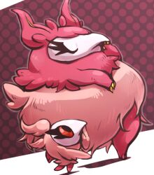  aromatisse closed_eyes commentary_request evolutionary_line eyelashes lowres odo_7ta pokemon pokemon_(creature) pokemon_focus red_eyes spritzee 