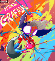  absurdres character_name commentary english_commentary full_body grafaiai highres marvel no_humans paint pokemon pokemon_(creature) pokemon_focus solo sonic_phillipxd001 spider-man:_into_the_spider-verse spider-man_(series) spider-verse superhero_costume 