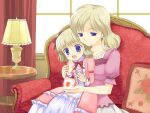 2girls ball blonde_hair blue_eyes fortune_summoners mother_and_daughter pink_dress stella_mayberk yuri