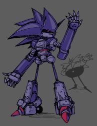  2boys bald classic_eggman dr._eggman facial_hair grey_background highres humanoid_robot mecha_sonic_mkii multiple_boys mustache no_mouth robot simple_background sketch sonic_&amp;_knuckles sonic_(series) sonic_the_hedgehog_(classic) submarinechamomile 