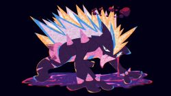 back_spikes black_background black_eyes dripping dynamax electricity fangs gigantamax gigantamax_toxtricity glowing nama86 poison pokemon pokemon_(creature) pokemon_focus pokemon_swsh skin_fangs spikes tongue tongue_out toxtricity toxtricity_(amped) 