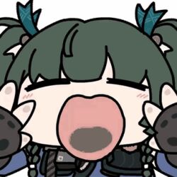 1girl animated_gif dark_green_hair licking long_hair qingyi_(zenless_zone_zero) seseren zenless_zone_zero