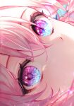  1girl 58_(opal_00_58) absurdres blue_eyes close-up commentary eye_focus eyelashes hair_between_eyes highres honkai:_star_rail honkai_(series) looking_at_viewer march_7th_(honkai:_star_rail) multicolored_eyes pink_eyes sideways solo 