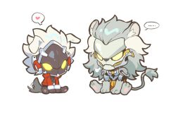  ... 12mo34mo56 2boys afterimage animal_ear_fluff animal_ears animal_hands banyue_(zenless_zone_zero) billy_kid chibi chibi_only clothed_robot clothes_around_waist commentary dog_ears dog_tail full_body grey_hair heart humanoid_robot jacket male_focus mechanical_tail motion_lines multicolored_hair multiple_boys red_jacket robot robot_boy simple_background sitting spiky_hair spoken_ellipsis spoken_heart symbol-only_commentary tail white_background white_hair yellow_eyes zenless_zone_zero 