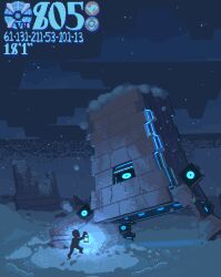  1other aqua_eyes beast_ball clouds commentary english_commentary height holding holding_lantern jrrack24 lantern night outdoors poke_ball pokedex_number pokemon pokemon_(creature) pokemon_focus roman_numeral ruins sky stakataka star_(sky) stats 