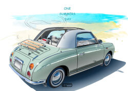  artist_name car commentary_request english_text motor_vehicle nimbus_goldbrum nissan nissan_figaro no_humans ocean original vehicle_focus 