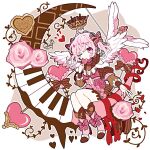  1girl ahoge bow crescent crown elina_(e2n04n) frills hair_bow hair_ornament heart looking_at_viewer one_eye_closed original pink_eyes pink_hair solo wings 