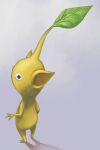  black_eyes colored_skin commentary_request from_behind gradient_background grey_background leaf looking_at_viewer looking_back naru_(wish_field) no_humans no_mouth pikmin_(creature) pikmin_(series) pointy_ears shadow solo yellow_pikmin yellow_skin 