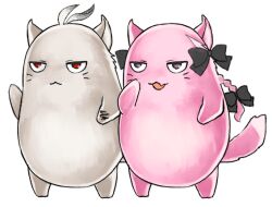  animal_ears animalization astolfo_(fate) braid commentary_request creature eagret facial_mark fang fate/apocrypha fate_(series) full_body grey_fur pink_fur sieg_(fate) simple_background skin_fang smile tail violet_eyes whisker_markings white_background 