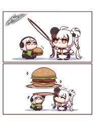  anby_demara burger dialyn_(zenless_zone_zero) hamburger kuroij long_hair multiple_girls short_hair zenless_zone_zero 