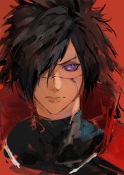  1boy absurdres cracked_skin dongfang_shuo edo_tensei hair_over_one_eye highres long_hair male_focus naruto_(series) naruto_shippuuden painting_(medium) ringed_eyes rinnegan solo traditional_media uchiha_madara violet_eyes 