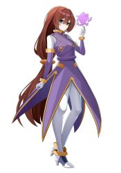  1girl absurdres adapted_costume alternate_costume android bodystocking breasts brown_hair commission commissioner_upload eyelashes gauntlets gloves green_eyes hair_between_eyes high_heels highres iris_(mega_man) long_bangs long_hair long_skirt low-tied_long_hair medium_breasts mega_man_(series) mega_man_x4 mega_man_x_(series) mega_man_zero_(series) non-web_source petite ponytail skirt solo transparent_background wayanfa white_gloves 