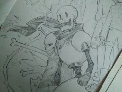  1other 2018 2d 3boys ambiguous_gender animal_ears annoying_dog anthro armor asriel_dreemurr black_shorts body_fur bone brothers commentary dog double_horizontal_stripe droopy_ears english_commentary fire floating_scarf floppy_ears frisk_(undertale) furry furry_male gloves goat goat_boy goat_ears graphite_(medium) height_difference holding holding_stick hollow_eyes hood hood_down hooded_jacket horizontal-striped_clothes human humanoid jacket long_sleeves male male_focus mammal monochrome monster monster_boy multiple_boys open_clothes open_jacket pants papyrus_(undertale) photo_(medium) sans_(undertale) scarf shirt short_hair shorts siblings single_vertical_stripe skeleton stick striped_clothes striped_shorts striped_sweater sweater teeth traditional_media undead undertale unfinished utdr_(toby_fox) veah3 vertical-striped_clothes vertical-striped_shorts white_shirt white_stripes 