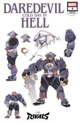  1boy absurdres armor bandaid bandaid_on_face bandaid_on_nose black_pants breastplate comic_cover concept_art copyright_logo copyright_name cover cover_page demon_days_(marvel) full_body hat highres japanese_clothes jingasa kunai logo male_focus marvel marvel_rivals official_alternate_costume official_art pants pauldrons peach_momoko planted_gun purple_armor reference_sheet ronin shoulder_armor solo the_punisher_(character) the_punisher_(dangan_ronin)_(marvel) the_punisher_(series) weapon white_background 