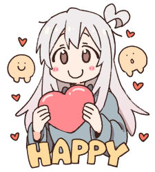  1girl ahoge blush_stickers c: english_text happy_valentine heart holding holding_heart long_hair looking_at_viewer nekotoufu onii-chan_wa_oshimai! oyama_mahiro simple_background smile solo valentine white_background 