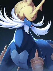  brown_eyes closed_mouth facial_hair highres looking_at_viewer no_humans pokemon pokemon_(creature) pokemon_focus red_nose rumine_(yoshi1234567) samurott solo tail 