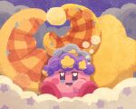  clouds copy_ability crescent crescent_pillow kirby kirby_(series) kirby_and_the_forgotten_land looking_at_viewer miclot night night_sky no_humans open_mouth pink_footwear saliva shoes sky sleep_bubble sleep_kirby smile star_pillow stuffed_toy 