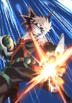  1boy bakugou_katsuki black_bodysuit bodysuit boku_no_hero_academia explosive eye_mask gloves green_gloves grenade knee_pads male_focus morishima_noriko_(noriko_mrsm) red_eyes sleeveless sleeveless_bodysuit solo spiky_hair superhero 