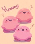  blush_stickers closed_eyes happy highres kirby kirby_(series) miclot no_humans open_mouth pink_background red_footwear shoes simple_background smile 