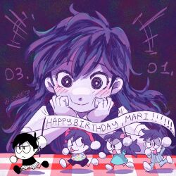  :p aubrey_(faraway)_(omori) aubrey_(omori) bright_pupils character_name closed_mouth commentary cubeitz dated english_commentary film_grain hair_behind_ear hands_on_own_cheeks hands_on_own_face happy_birthday hero_(faraway)_(omori) hero_(omori) highres kel_(faraway)_(omori) kel_(omori) long_hair looking_at_another mari_(faraway)_(omori) mari_(omori) mini_person miniboy minigirl omori omori_(omori) one_eye_closed purple_hair smile swept_bangs tongue tongue_out twitter_username walking white_pupils wide-eyed 