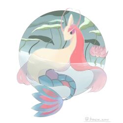  antennae colored_sclera commentary_request flower full_body hasire_nono milotic no_humans pokemon pokemon_(creature) pokemon_focus red_sclera scales solo tail 