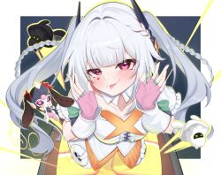  1girl absurdres braid commentary_request fingerless_gloves gloves highres honkai:_star_rail honkai_(series) maru039 pink_gloves solo sparkle_(honkai:_star_rail) sparxie_(honkai:_star_rail) tongue tongue_out 