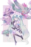  1girl aqua_hair black_thighhighs detached_sleeves flutter_mane ghost ghost_miku_(project_voltage) glitch gradient_hair grey_shirt hatsune_miku long_hair misdreavus mismagius multicolored_hair necktie pale_skin pokemon pokemon_(creature) project_voltage ryokuno_green see-through see-through_skirt shirt skirt sleeves_past_fingers sleeves_past_wrists thigh-highs twintails very_long_hair vocaloid will-o&#039;-the-wisp_(mythology) yellow_eyes 