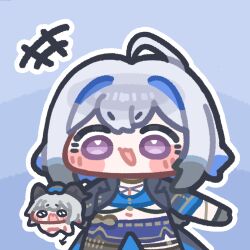  +++ 2girls black_gloves black_jacket blue_bra bra commentary_request galbrena_(wuthering_waves) gloves jacket korean_commentary midriff monyami multiple_girls navel open_mouth smile underwear violet_eyes wuthering_waves zani_(wuthering_waves) 