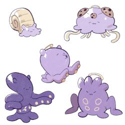  :3 character_request closed_eyes cocomayo29_(tomato) commentary_request full_body halo hololive korean_commentary no_humans octopus pokemon simple_background takodachi_(ninomae_ina'nis) tentacles 