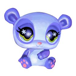  :3 animal animal_focus art_study commentary english_commentary figure-referenced flandrepudding green_eyes highres littlest_pet_shop lps_panda_200_(g7) no_humans painterly panda pawpads procreate_(medium) purple_fur realistic simple_background solo still_life toy white_background 