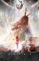  1girl amiya_(arknights) amiya_(demon_king)_(arknights) arknights blue_eyes brown_hair chinese_commentary commentary_request crown dress from_side highres light_rays long_hair low_ponytail pangtuo_baizhou ponytail profile rabbit_girl short_ponytail sidelocks solo_focus veil 