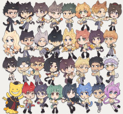  6+boys 6+girls akabane_karma animal_ears ansatsu_kyoushitsu ball baseball_(object) black_hair blonde_hair blue_eyes blue_hair book box braid brown_eyes bug butterfly camera candle cat_ears cat_girl cat_tail chiba_ryuunosuke chibi clapperboard commentary_request drink_carton envelope everyone explosive fish flower food fuwa_yuzuki gift gift_box glasses green_hair grenade grey_eyes grey_hair grey_pants grin gun hair_ornament hair_over_eyes handgun hara_sumire hat hayami_rinka hazama_kirara highres holding holding_ball holding_book holding_camera holding_candle holding_envelope holding_flower holding_gift holding_gun holding_knife holding_paint_palette holding_paintbrush holding_polearm holding_spoon holding_weapon holding_whip horibe_itona irina_jelavic isogai_yuuma jiritsu_shikou_kotei_houdai juice_box kanzaki_yukiko karasuma_tadaomi kataoka_megu kayano_kaede kimura_masayoshi knife korean_commentary koro-sensei kunugigaoka_middle_school_uniform kurahashi_hinano m_uramatsu_takuya maehara_hiroto mimura_kouki mortarboard multiple_boys multiple_girls muramatsu_takuya nakamura_rio necktie okajima_taiga okano_hinata_(ansatsu_kyoushitsu) okuda_manami one_eye_closed open_mouth paint_palette paintbrush pants pink_hair polearm red_hair rifle school_uniform shiota_nagisa simple_background skirt smile sniper_rifle spoon sugaya_sousuke sugino_tomohito tail takebayashi_koutarou terasaka_ryouma twin_braids violet_eyes weapon whip white_hair wrench wristband yada_touka yoshida_taisei 