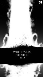  burning comicalcup commentary english_commentary english_text fire greyscale highres monochrome shadow_slave source_quote text_focus 