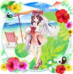  beach hakurei_reimu highres komano_aunn non-web_source ocean rotte_(1109) summer sunglasses touhou touhou_lost_word umbrella yin_yang 