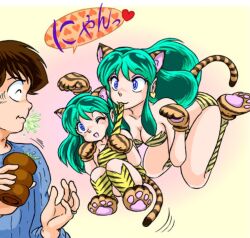  azuki_moroboshi_(g.a.mroom) child family father_and_daughter g.a.mroom if_they_mated lum midriff moroboshi_ataru mother_and_daughter multiple_girls original standing urusei_yatsura 