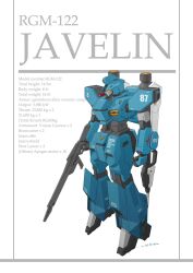  aoi_onion beam_rifle character_name commentary_request earth_federation_space_forces energy_gun english_text gundam highres javelin_(gundam) mecha mecha_focus mobile_suit no_humans realistic robot roundel science_fiction shot_lancer stats victory_gundam weapon yellow_visor 